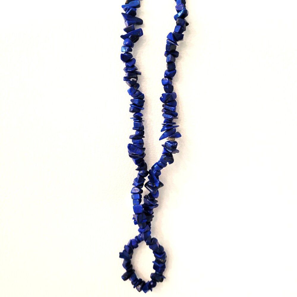 Polished Lapis Lazuli Chip Stone Necklace – 15” Drop - Picture 3 of 5